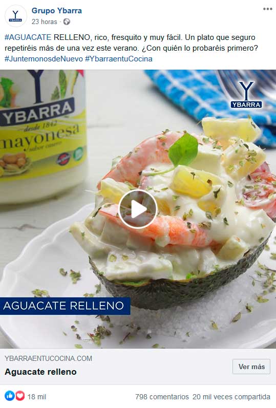El Grupo Ybarra lanza recetas en Facebook durante la nueva normalidad.